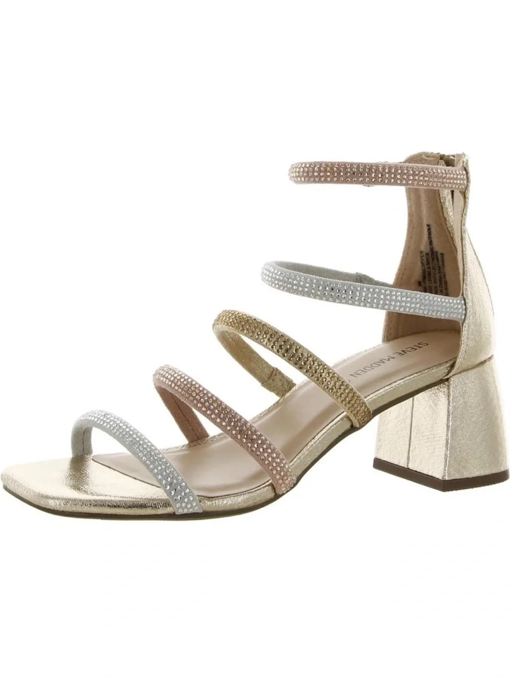 Steve Madden kids Jlucyy strappy metals chunky heel sandal kids 6 woman’s 7.5